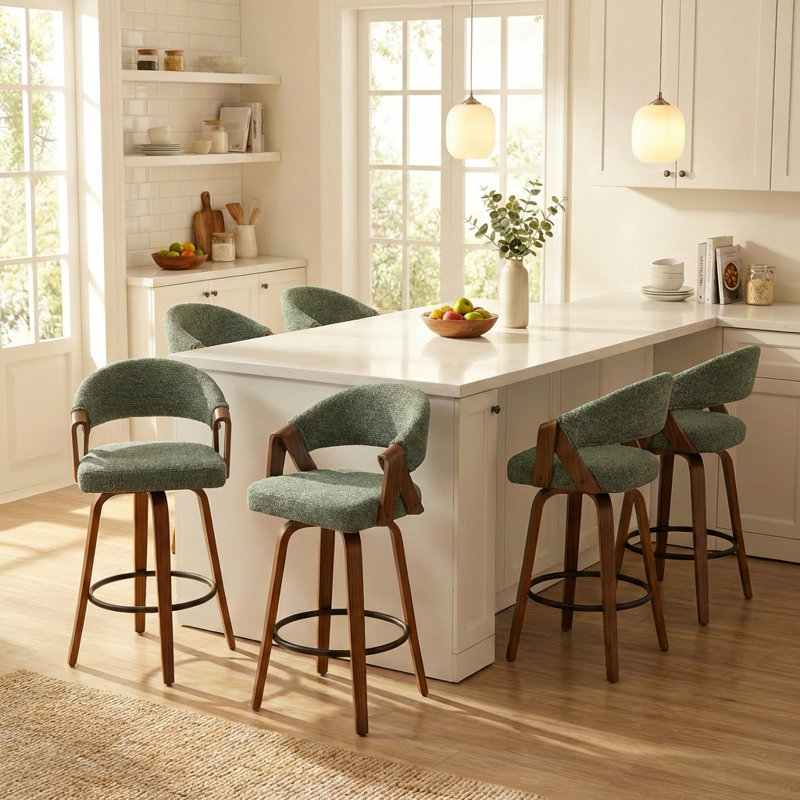 Providence Upholstered Swivel Counter Stool, Green