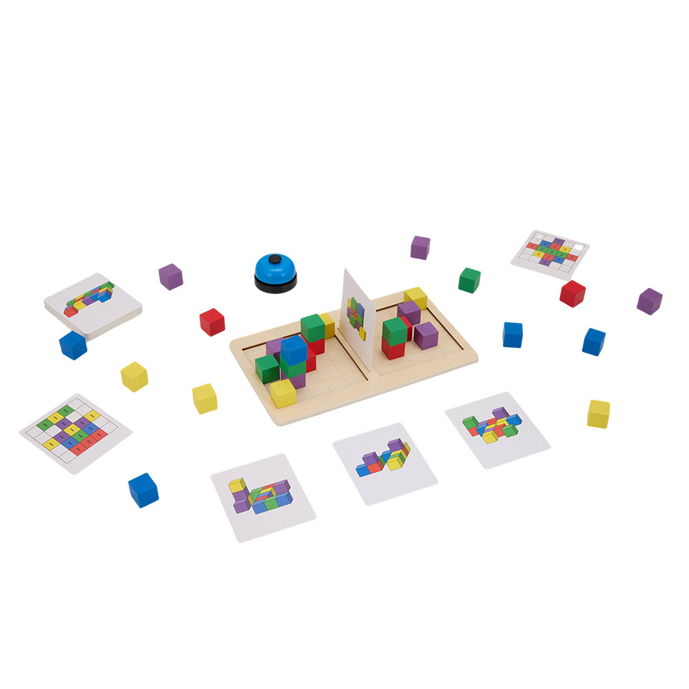 Living and Home Wooden 2-Player Building Blocks Game with Victory Bell ...