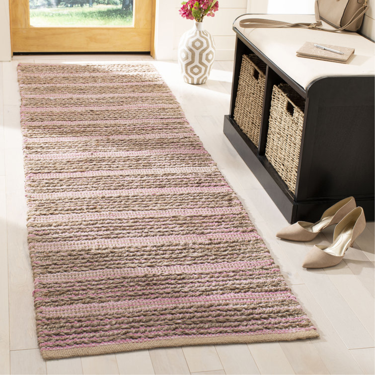 Doleman Hand Woven Jute/Cotton Solid Color Rug in Light Pink