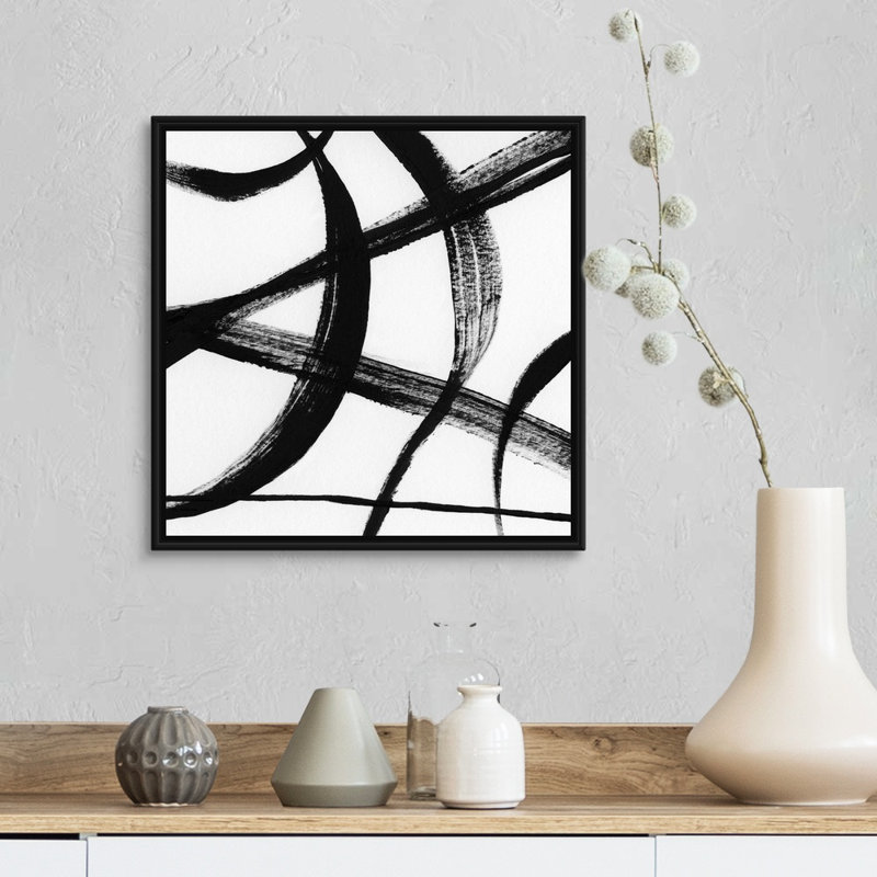 Gestural Marks I - reproduction d'art sur toile, H 17,7 po x l 17,7 po x P 1,75 po, Cadre flottant noir