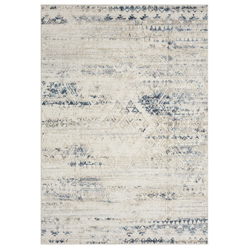 Mythias Modern Boho Distressed Medallion Machine Washable Area Rug, Runner 2' x 8'