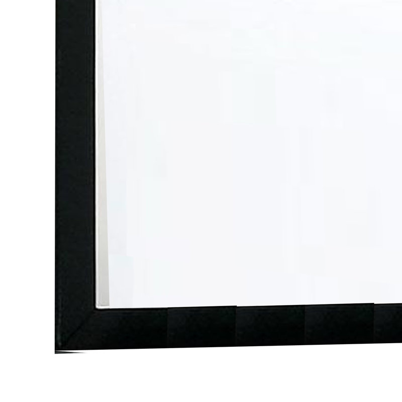 Miroir de commode Ryla, cadre carré de 38 pouces, bois massif de ferme, Verticale, Noir