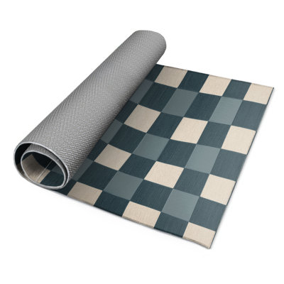 Tapis d'intérieur et d'extérieur à carreaux vert