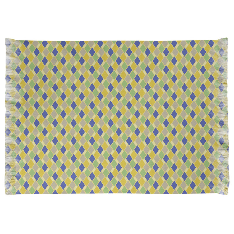 Tapis bleu/jaune/mauve diamants rétro Mcguigan, Non