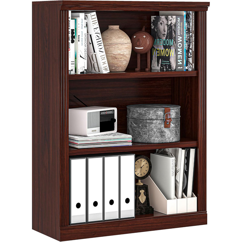 Wood Bookshelf - Storage Shelf for Living Room, Office, Bedroom, Library, Cherry, (3 Shelves) 41.85"H x 30.7"W x 15.8"D