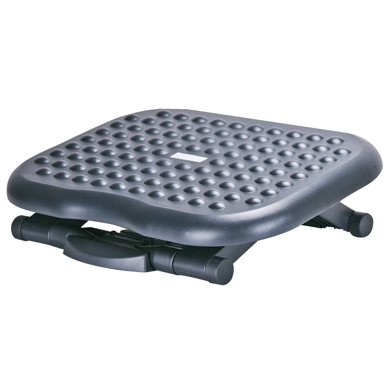 Black Adjustable Ergonomic Plastic Footrest with Massage Surface