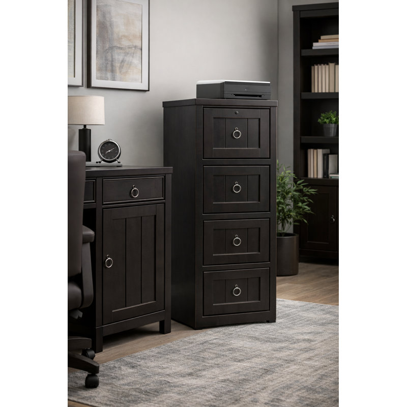 Classeur vertical 4 tiroirs Raina, Noir antique