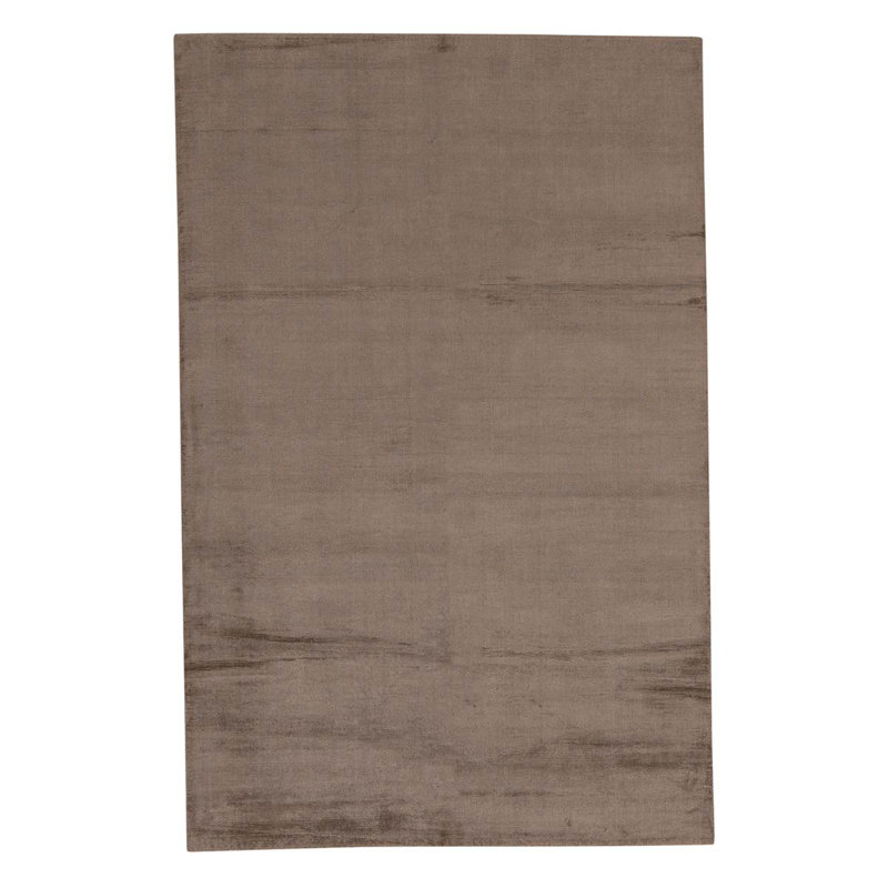 Tapis brun / gris en viscose noué à la main de conception unique 5 pi 9 po x 8 pi 9 po