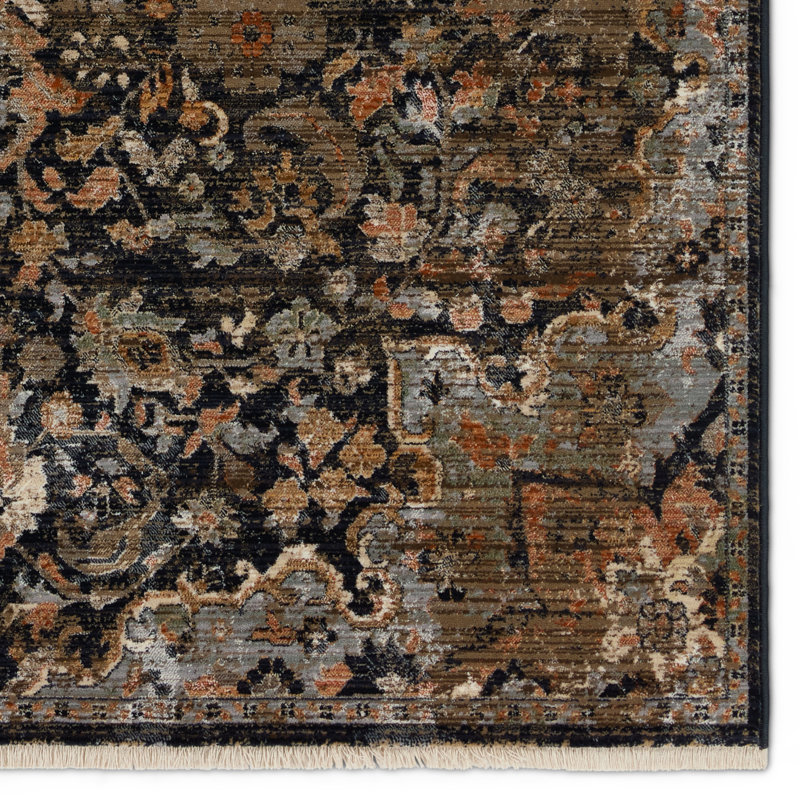 Miko Soft Power-Loomed Oriental Area Rug with Distressed Medallion