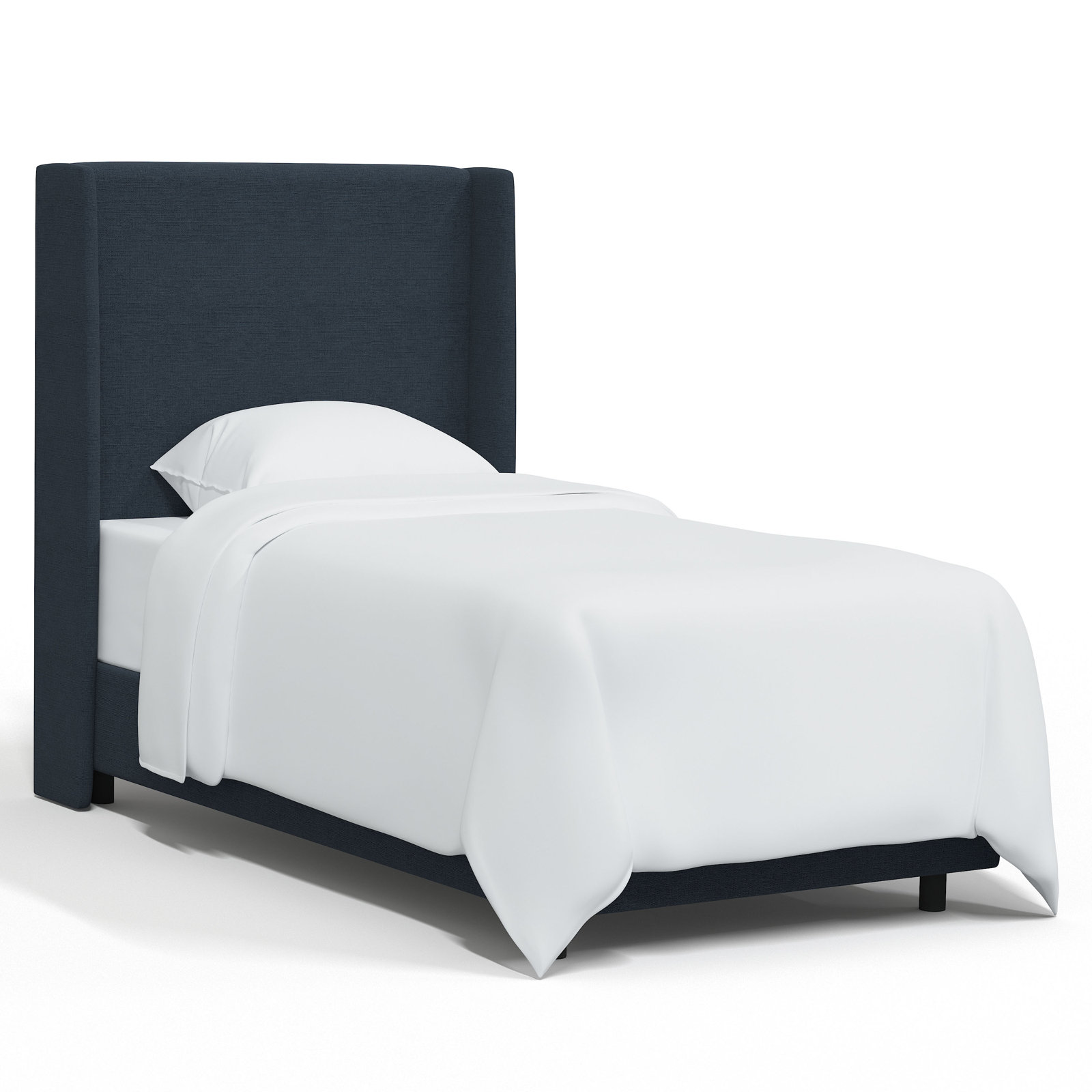 Tilly Linen Upholstered Wingback Bed, Twin, Classic Navy Linen