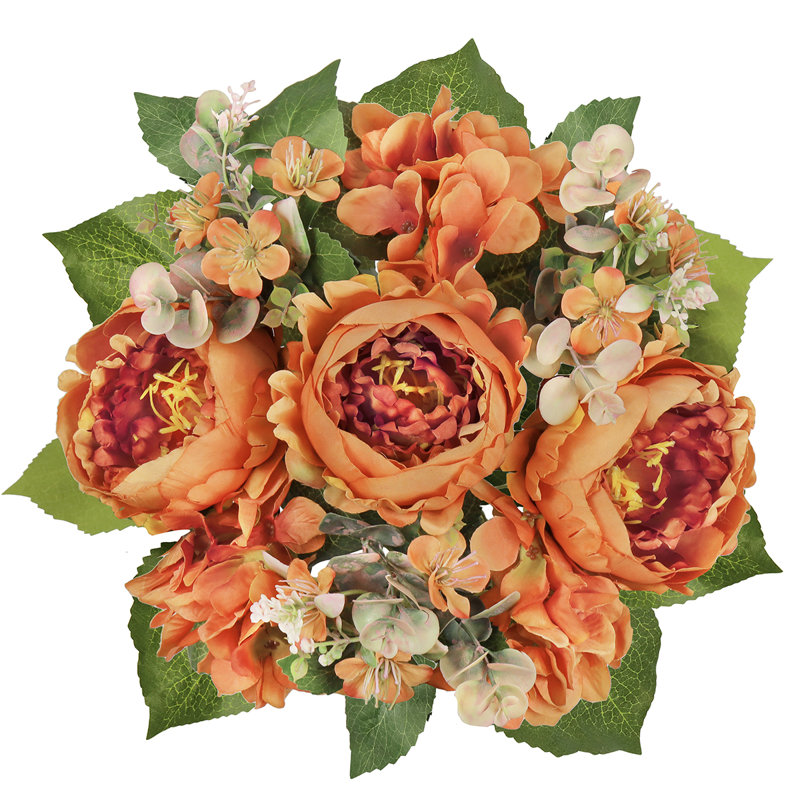 Mélange de pivoines et d'hortensias, Poussière d'orange