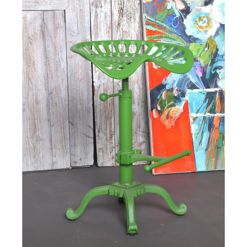 Elinna Swivel Adjustable Height Counter Stool with Metal Frame, Green