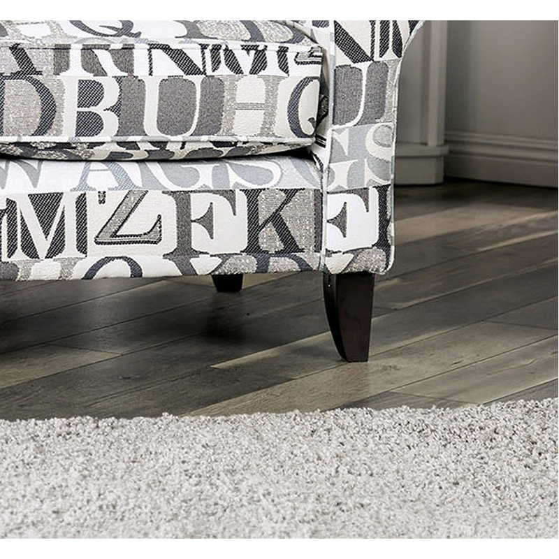 1Pc Chair Letter Pattern  Medium Density Foam Wooden Legs Transitional Primary Living Room Furniture