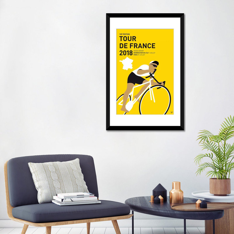 " Tour De France 2018 Minimal Poster " by Chungkong, Black Framed Fine Art Paper, 24" H x 16" W x 1" D, White