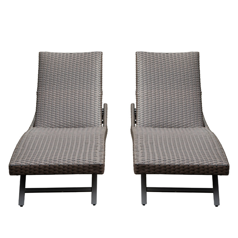 Chaise longue d'extérieur en osier 2 pièces