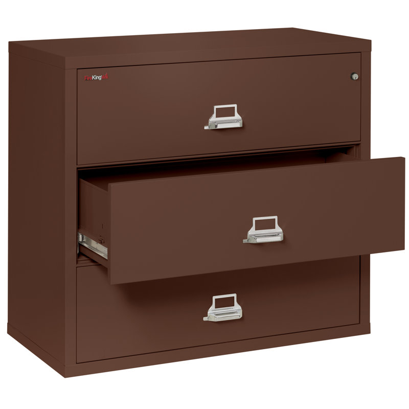 3 - Drawer File Cabinet, Brown, Key Lock