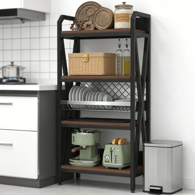 4-Tier Steel and Wood Baker's Rack, 25.60 in. W x 15.80 in. D x 56.30 in. H