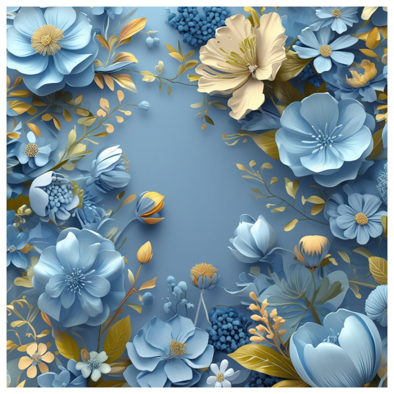 Blue Floral Arrangement Comforter, Simple extra long