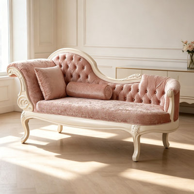Chaise longue rétro en bois massif sculpté