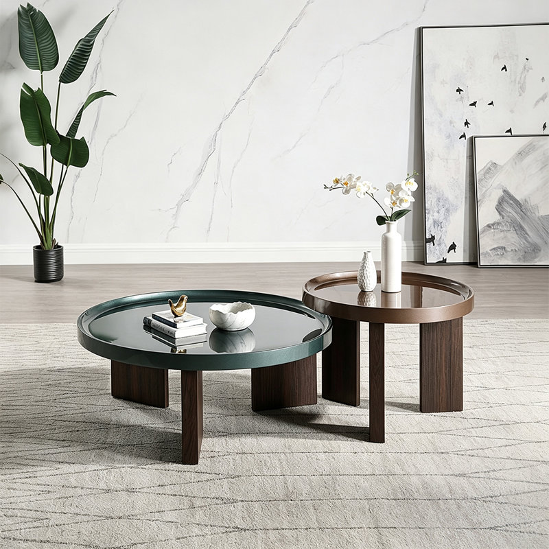 Table d'appoint de style vintage avec plateau en bronze foncé lustré et pieds en placage de chêne blanc