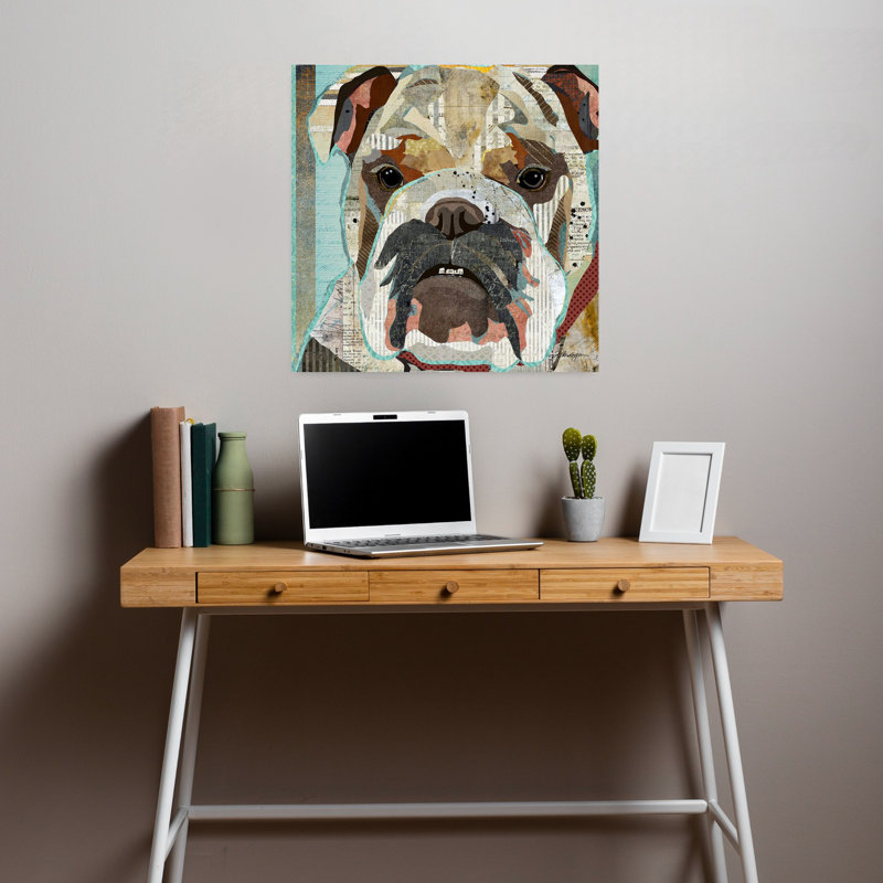 Bouledogue anglais, art contemporain pour chien, H 18 po x l 18 po