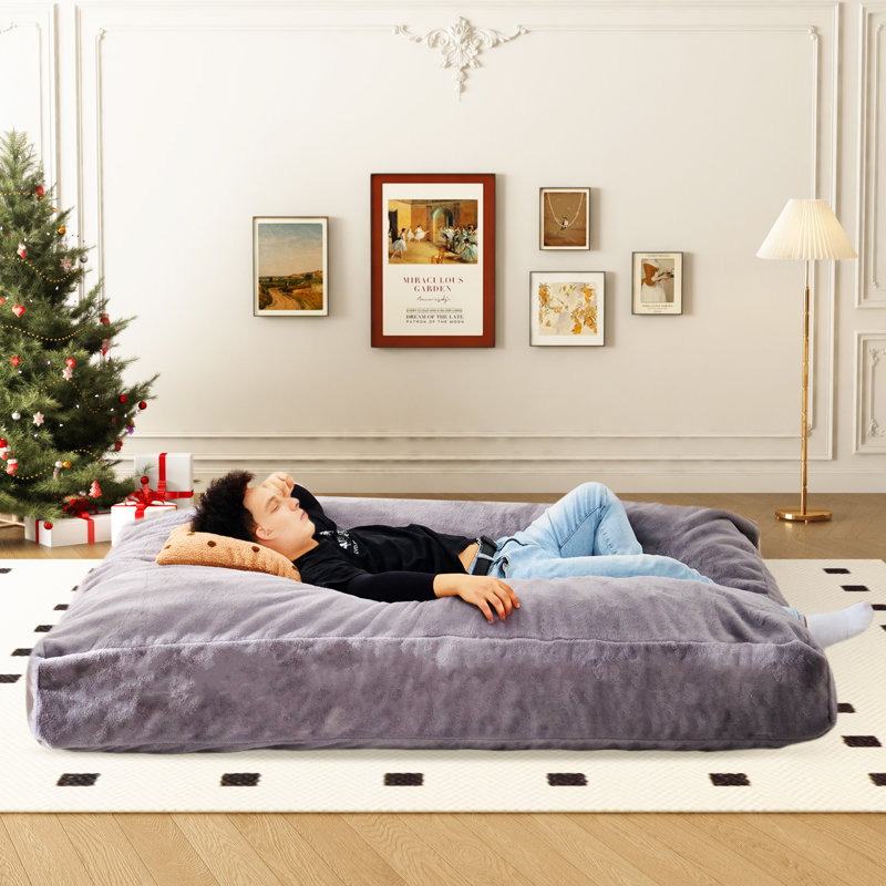 Fauteuil-sac géant pour adultes, Fausse fourrure grise