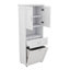 Armoire de salle de bain haute avec portes de panier à linge intégrées et section de rangement supérieure ouverte-1336337661