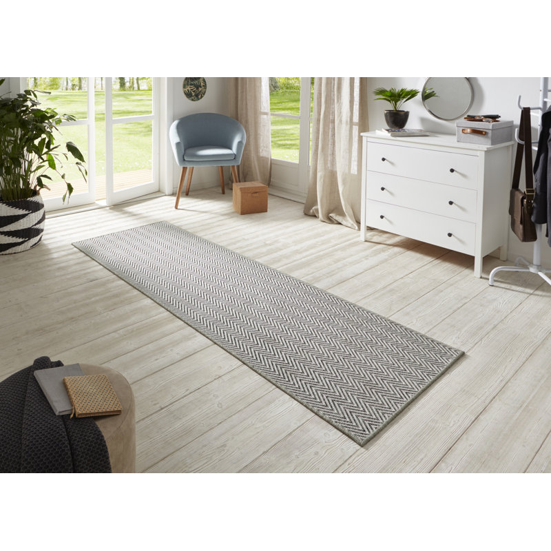 Flatweave Ivory/Grey Rug, Runner  80 x 250cm