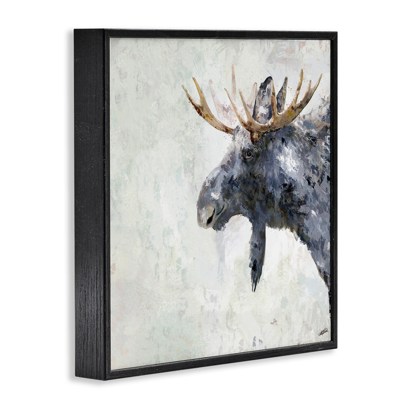 «Rustic Moose View Art» par Sally Kaye Barlow / Makaio Design, Giclée encadrée noir minuit, H 17 po x l 17 po