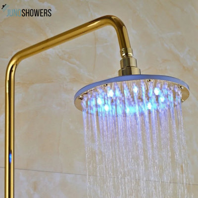 Juno Turin 8 Gold LED Luxury Rainfall Shower Faucet with Hand Shower