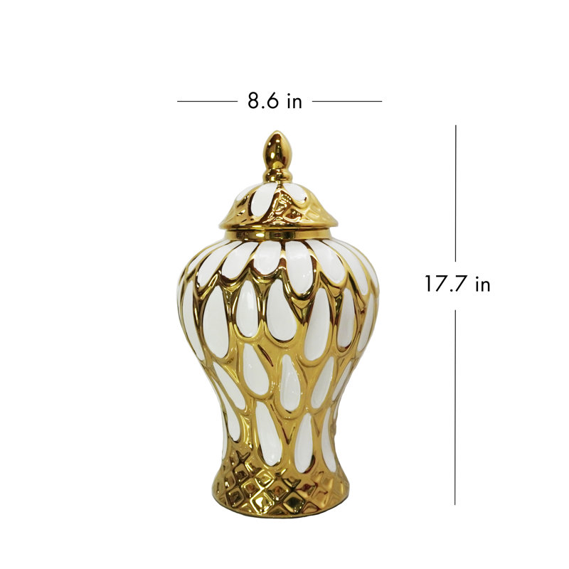 Jamesyn Ceramic Decorative Urns & Jars, 17.5" H x 8.5" W x 8.5" D