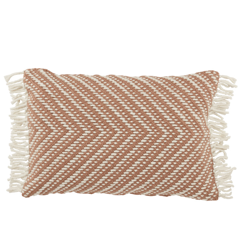Settia Chevron Outdoor Throw Pillow, Tan/Ivory