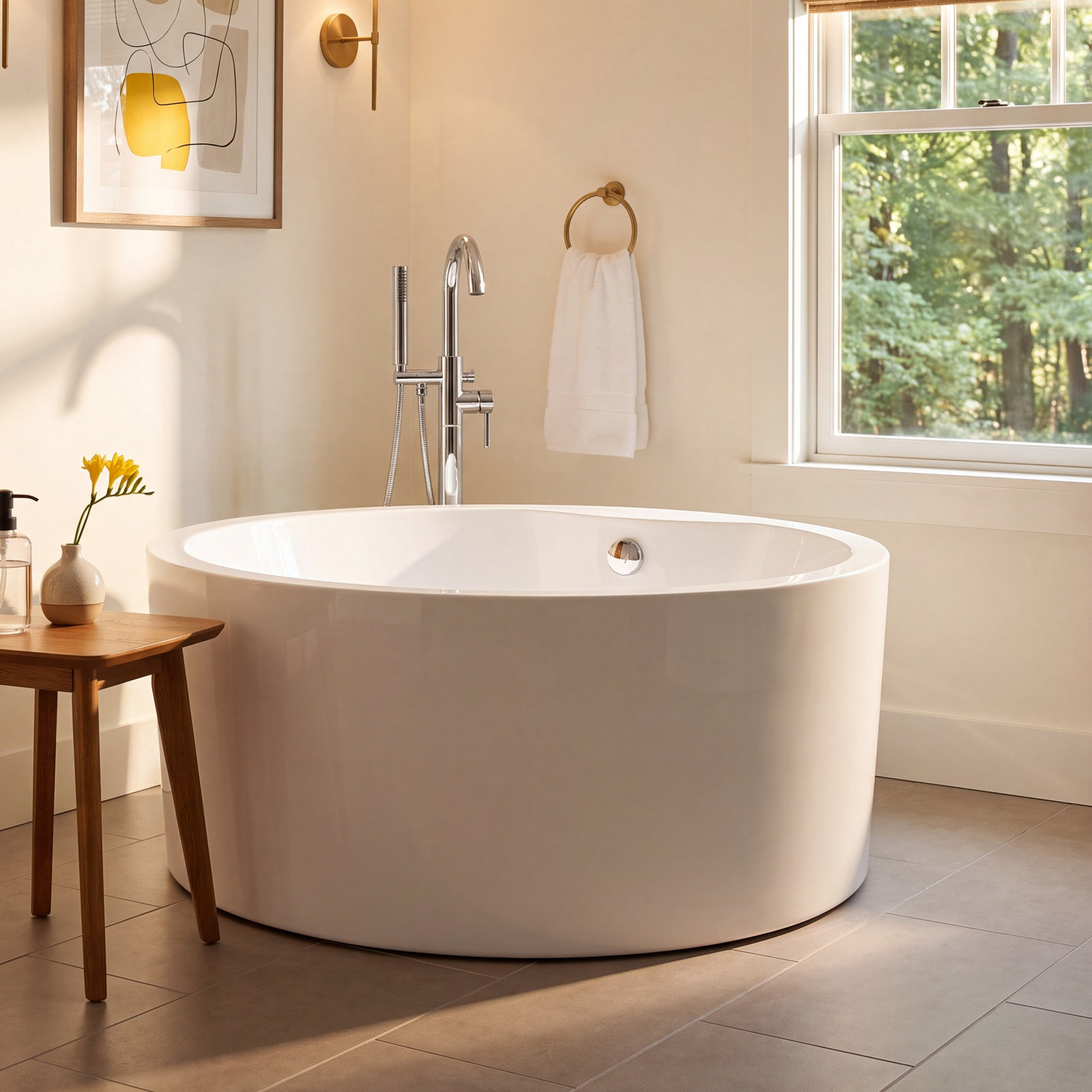 59" Square Freestanding Soaking Acrylic Bathtub