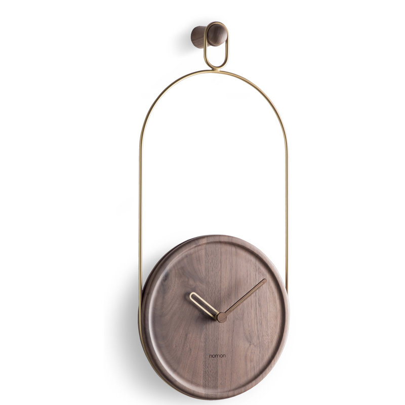 Eslabon Solid Wood Wall Clock, Walnut/Brass