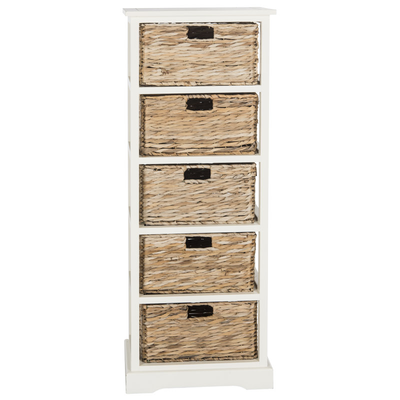 Chamaeleon Solid Wood 43.9 cm W Chest of 5 Drawers, Distressed White