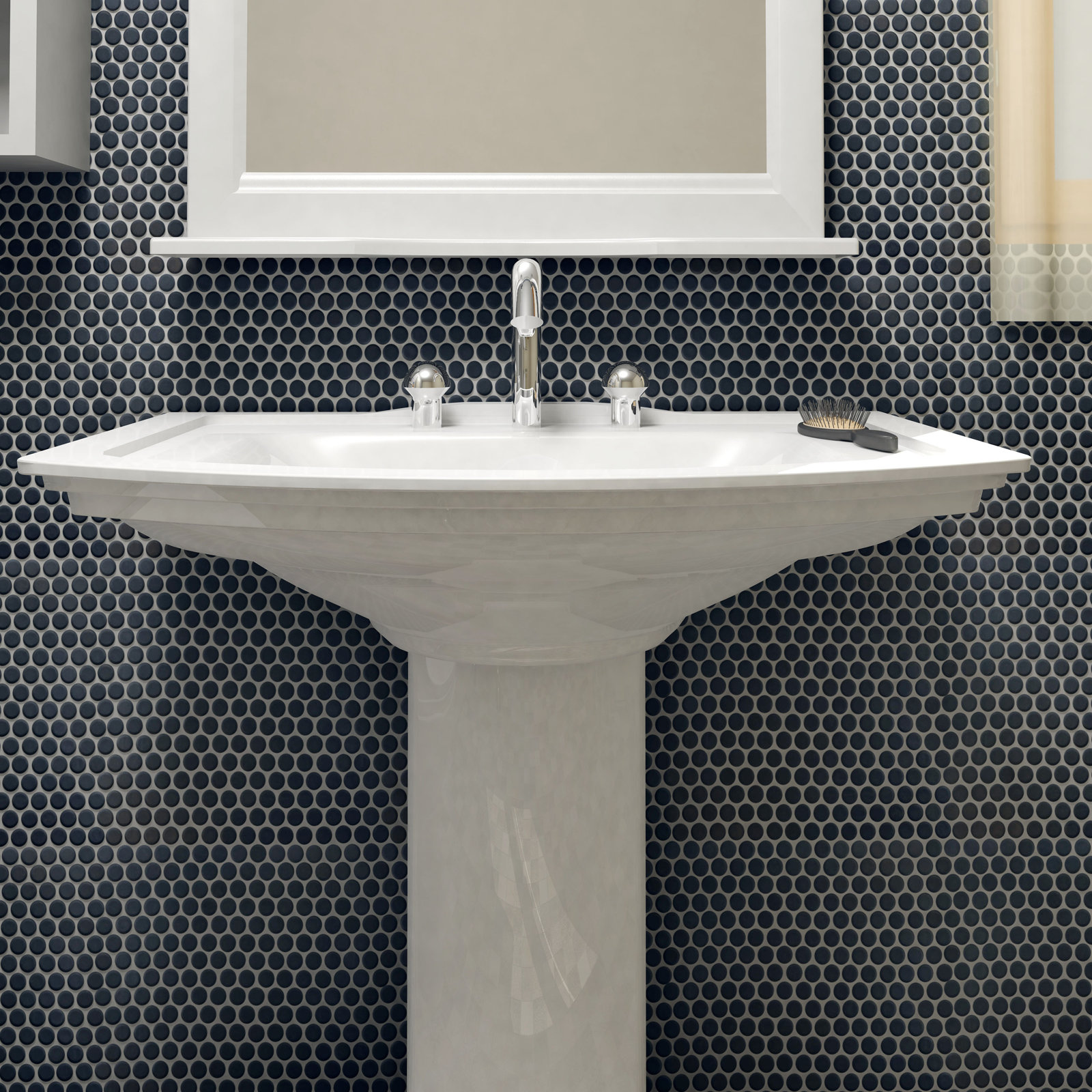 Hudson Penny Round Matte Black Porcelain Mosaic Tile