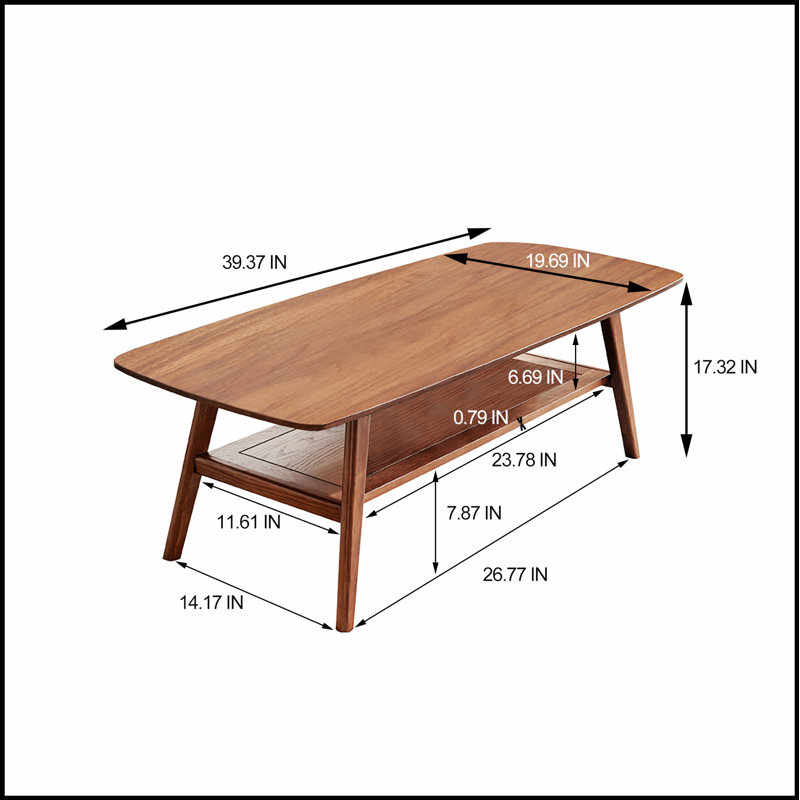 Table basse robuste en bois de chêne massif, finition naturelle, parfaite pour les salons modernes et traditionnels, durable et élégante.
