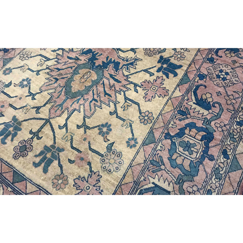 Hand-Knotted High-Quality Beige and Blue Area Rug