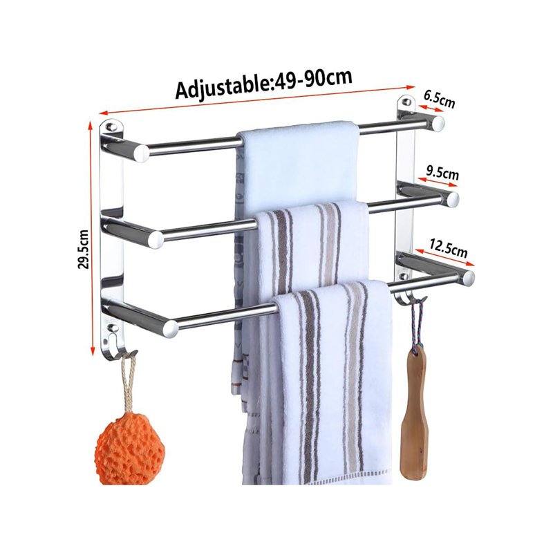 Caraleigh 3 Wall Mounted Required Towel Rack
