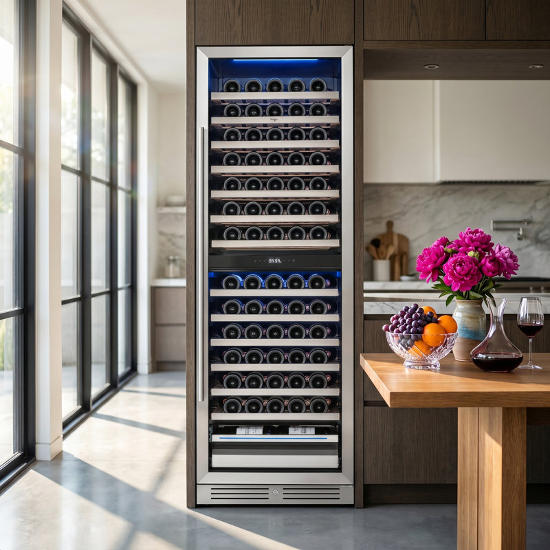 Yeego Dual Zone 23.4" 154 Bottle Wine Refrigerator Freestanding/Build-in Wine Cooler, Right Handed