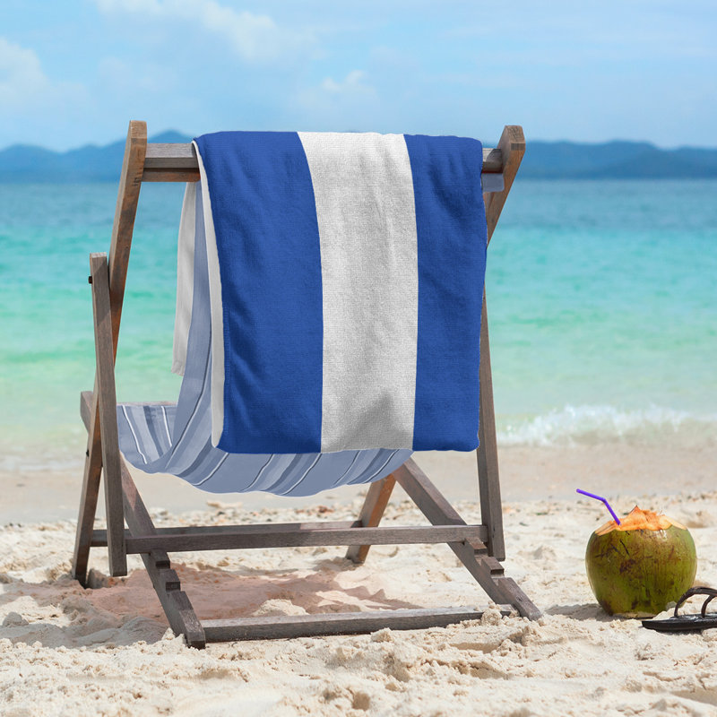 Lightweight Beach Towel, Blue/White/Blue, Microfiber
