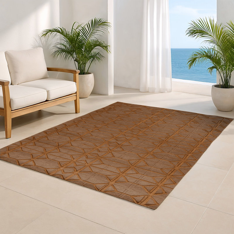 Tapis brun intérieur et extérieur Trellis, Rectangle 5 pi x 7 pi