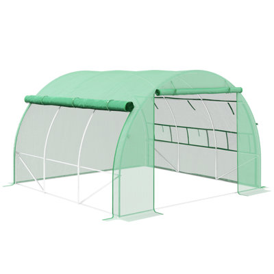 Polytunnel Walk in 300*300*200 cm Steel 1 Piece Walk-in Greenhouse Green with Galvanised Steel Frame