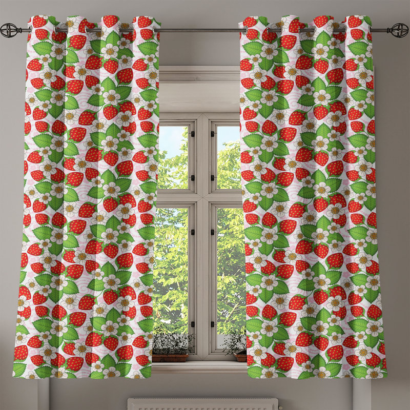 Rideau décoratif à œillets 2 panneaux Dakota Fields, 50 po x 63 po, vert vermillon rose, L 50 po x L 63 po