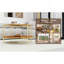 Table basse ronde moderne dorée double couche + verre trempé + rangement et décoration + 32,28 po de diamètre + couleur or