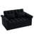 Adjustable Back Bed With Pull-out. Black Flannel Upholstery. Solid + Manufactured Wood Frame. Versatile For Daily Use. Easy Assembly. 2 Configuration Various Needs. To Put Together.-1573803676