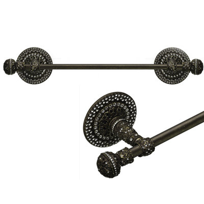 Juliane Grace II 36 inches c.c. {approximately} towel bar with 417 Swarovski Clear Crystals with 5/8 smooth center in Antique Brass