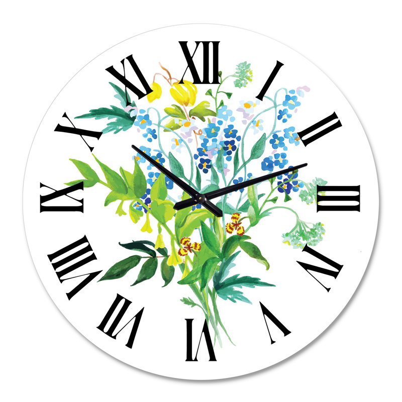 Meadow Flowers Garland - Farmhouse Wall Clock, 36" H x 36" W x 1" D