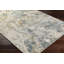 Tapis abstrait en polyester tissé à la machine en beige / bleu / orange-1167128051