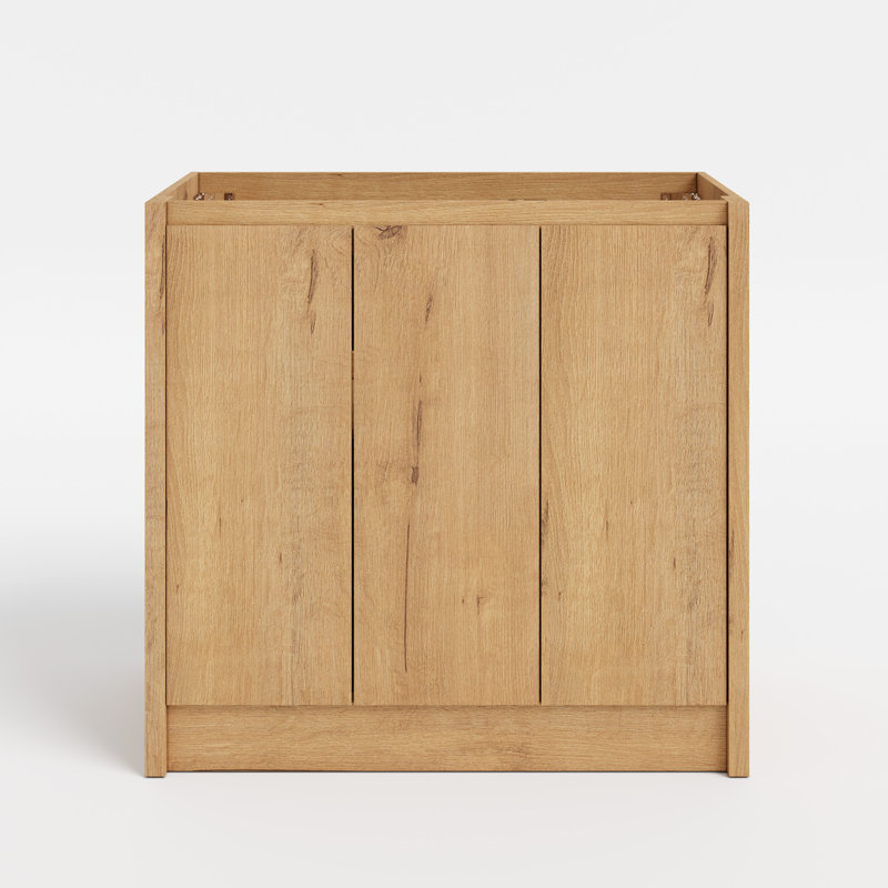 Base de meuble-lavabo 36 po en bois seulement, sans lavabo et miroir, Chêne clair